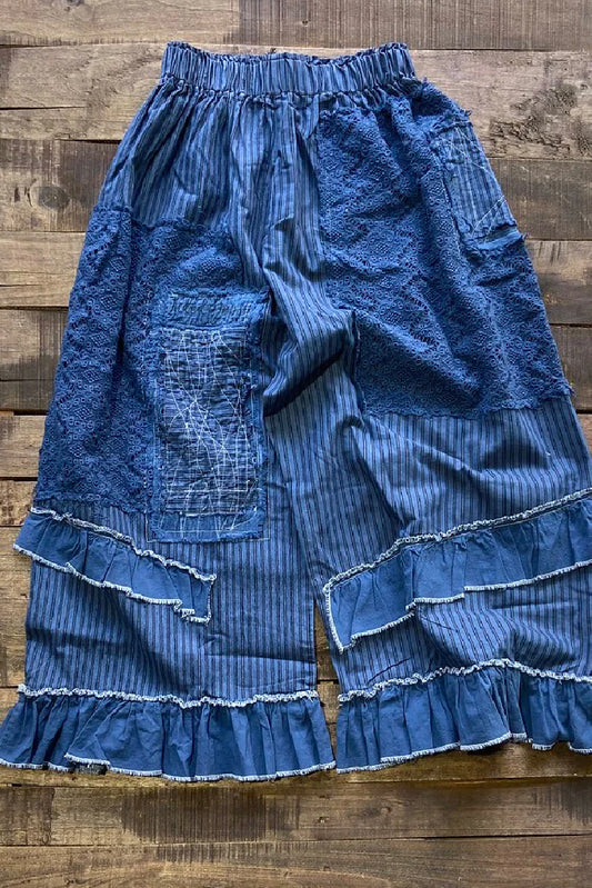 Jaded Gypsy Ruffle Your Feathers Pants- Navy