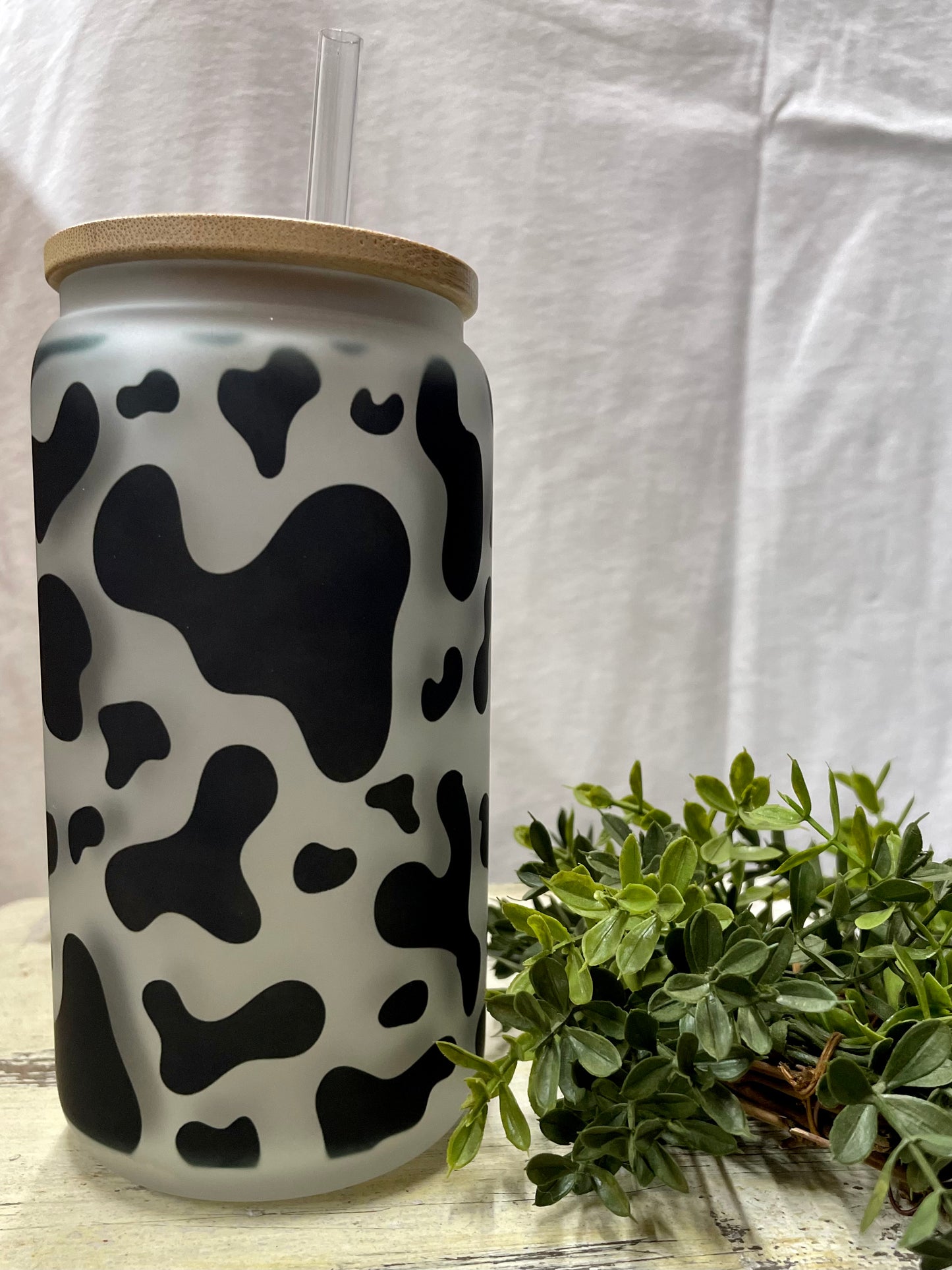 Deluxe Cow Print Glass Cup