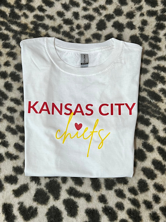 Kansas City Chiefs With Heart Graphic Tee - White
