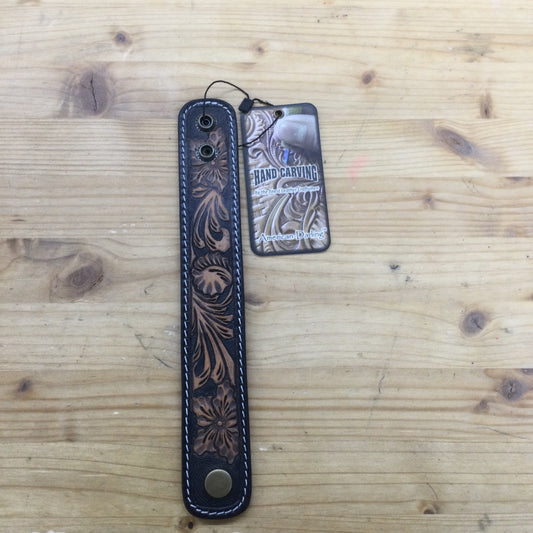 1.5” Tooled Leather Snap Bracelet