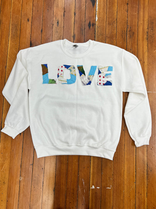 Stitched LOVE Sweatshirt - White