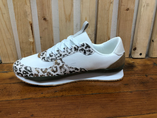 Cream Leopard Print Sneakers