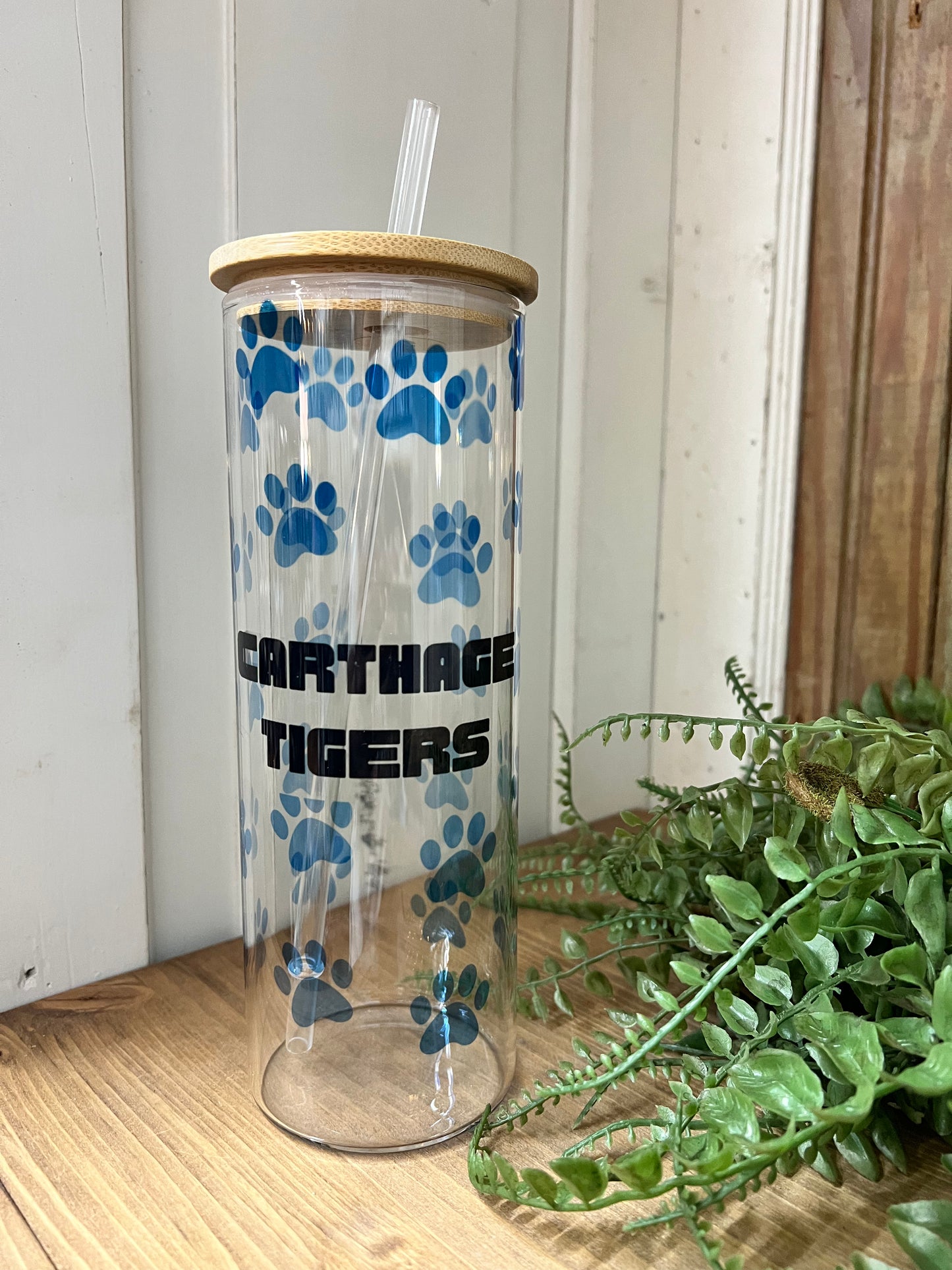 Carthage Tigers Tall Glass Cup - 25 oz.