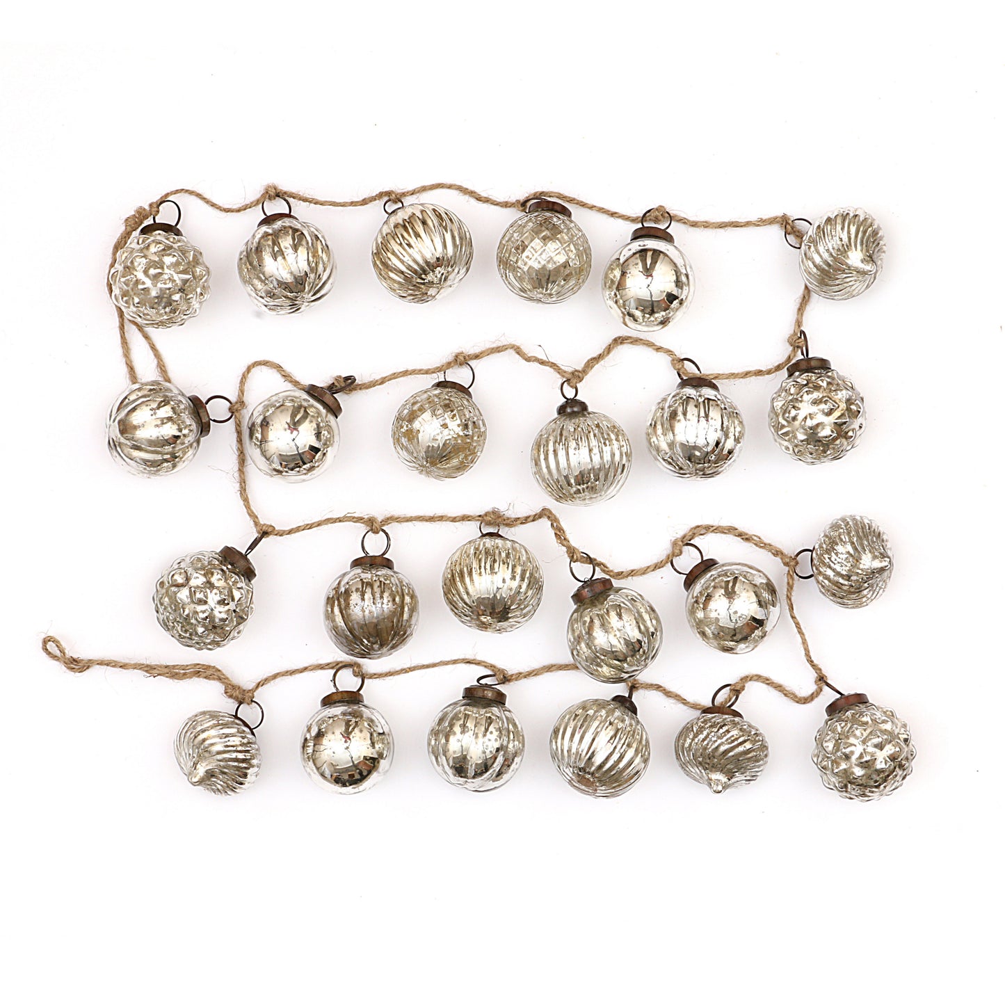 72" Embossed Mercury Glass Ball Ornament Garland - Cream