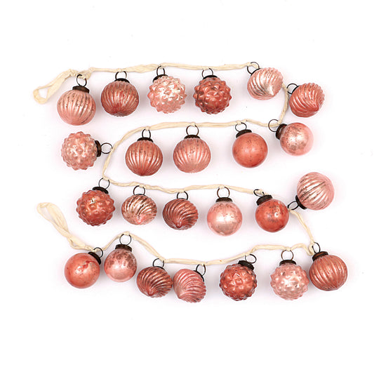 72" Embossed Mercury Glass Ball Ornament Garland - Pink