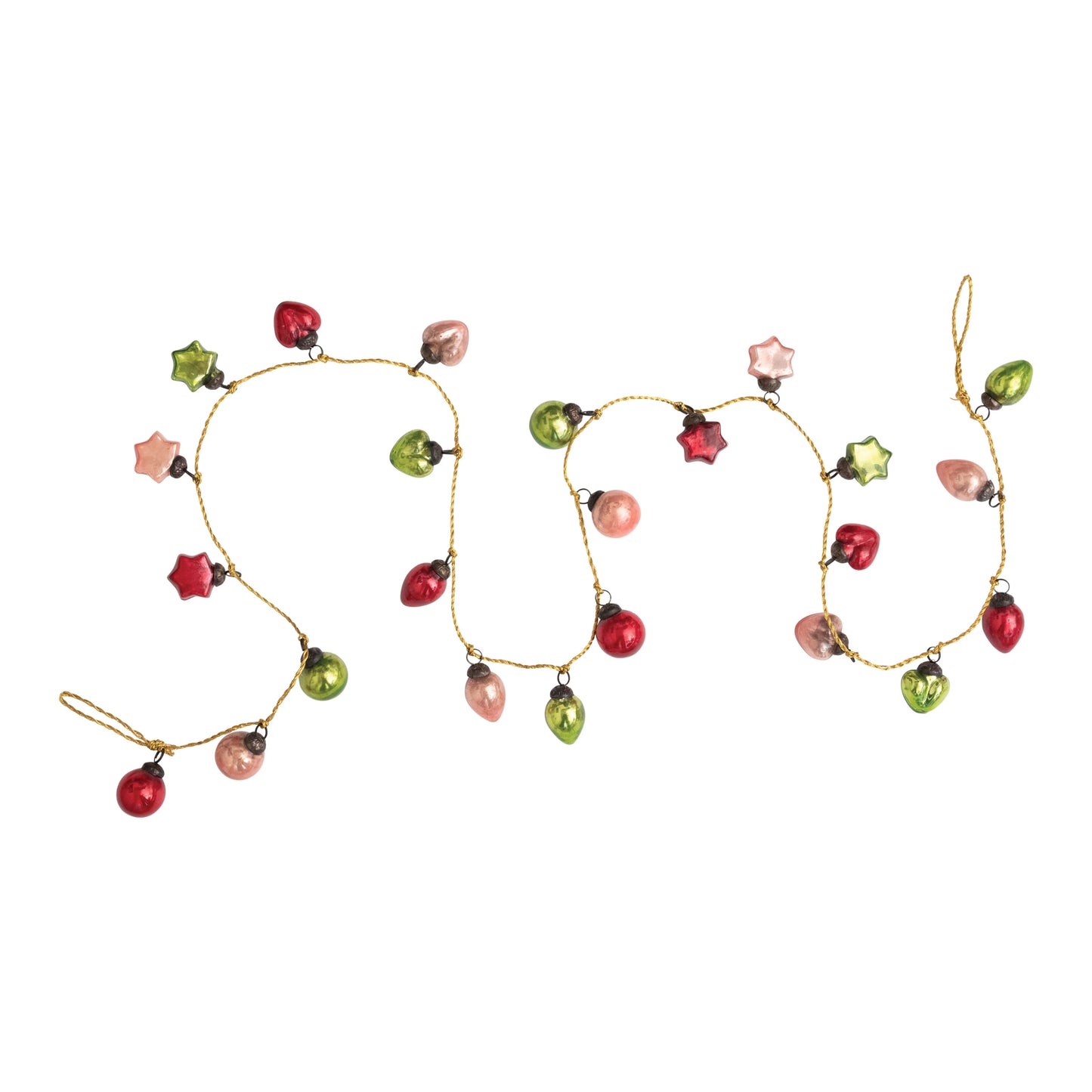 72"L Mercury Glass Ball Ornament Garland - Red, Pink and Green