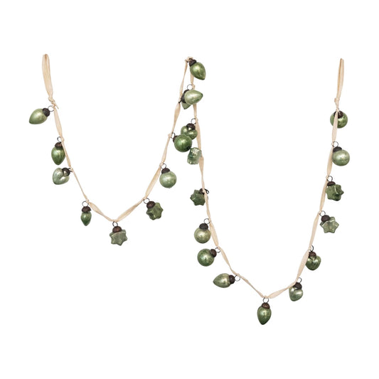 72"L Mercury Glass Ball Ornament Garland - Green