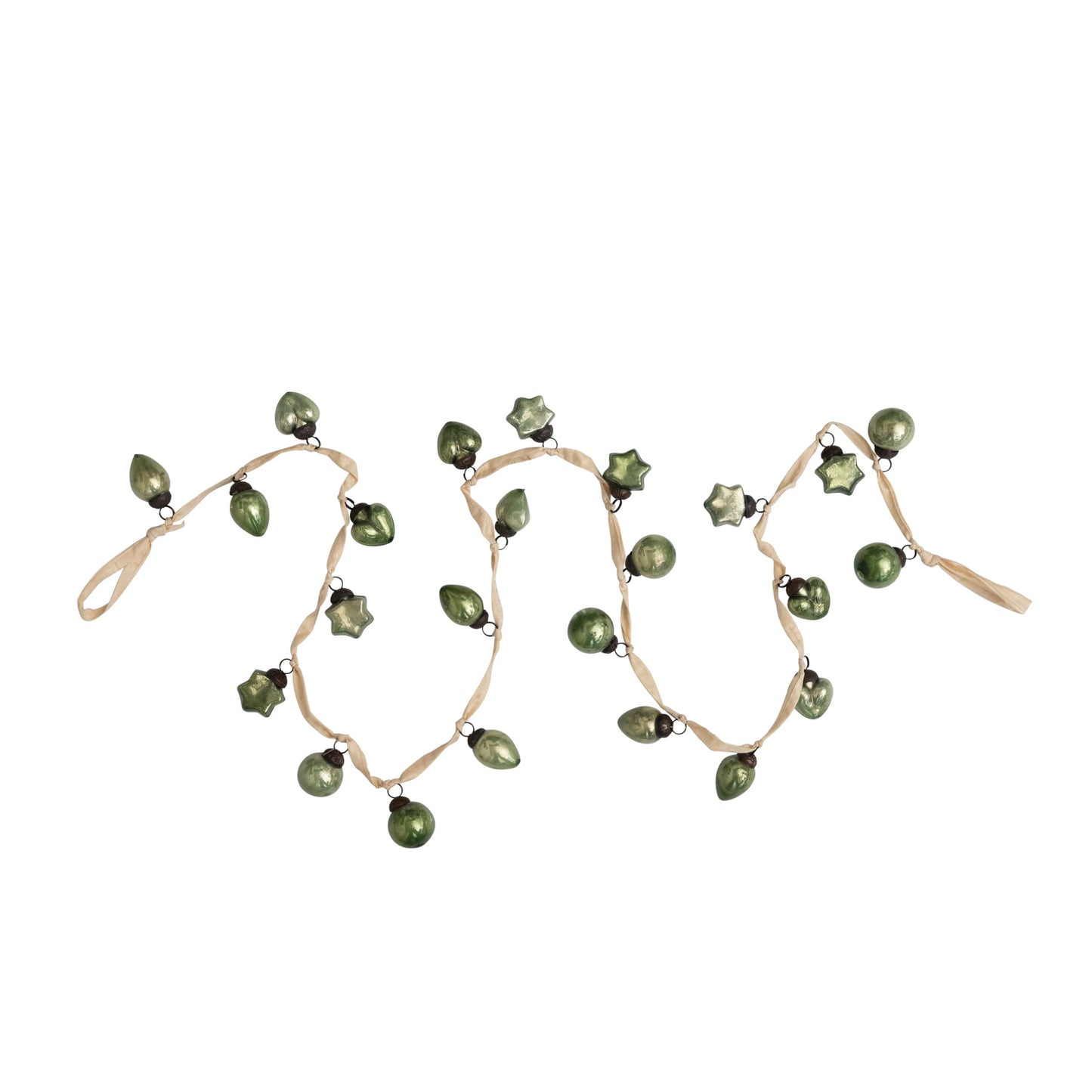 72"L Mercury Glass Ball Ornament Garland - Green