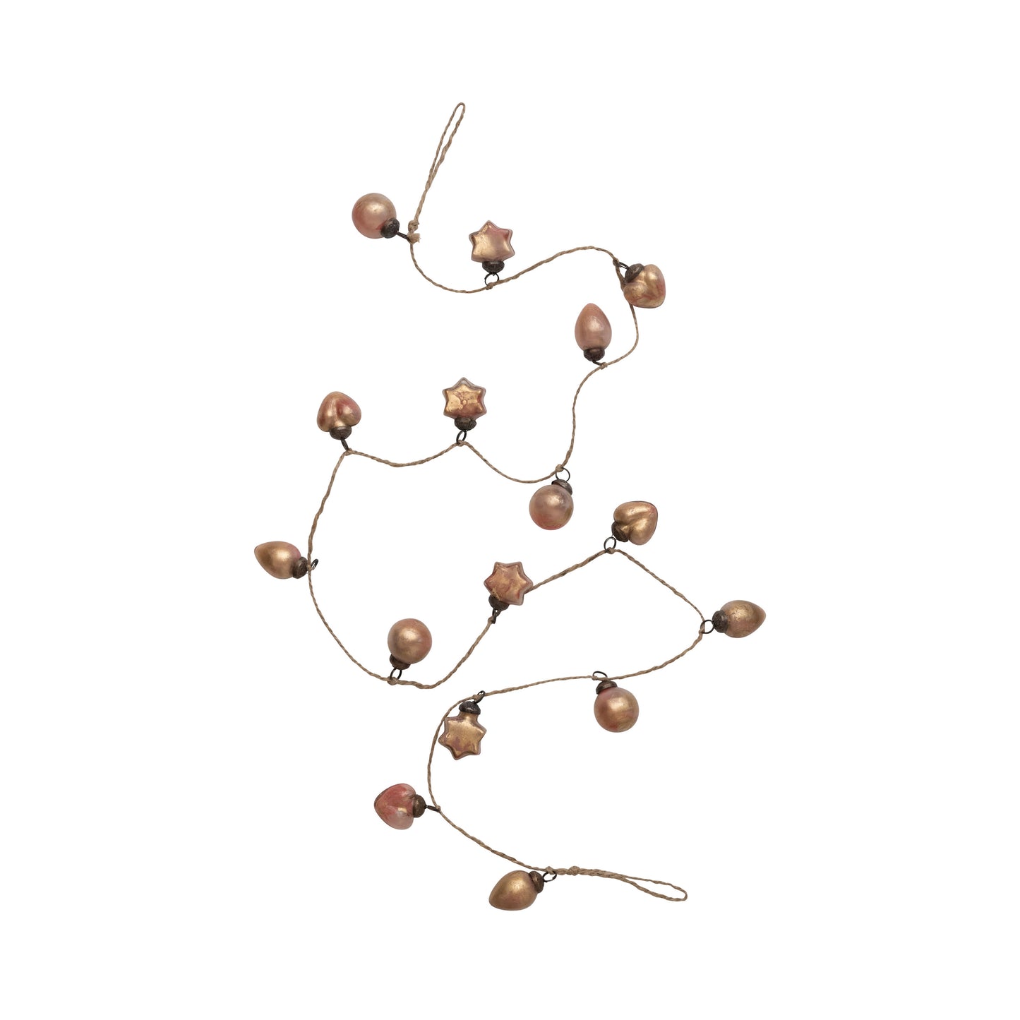 72"L Glass Ball Ornament Garland - Pink and Gold Marbled