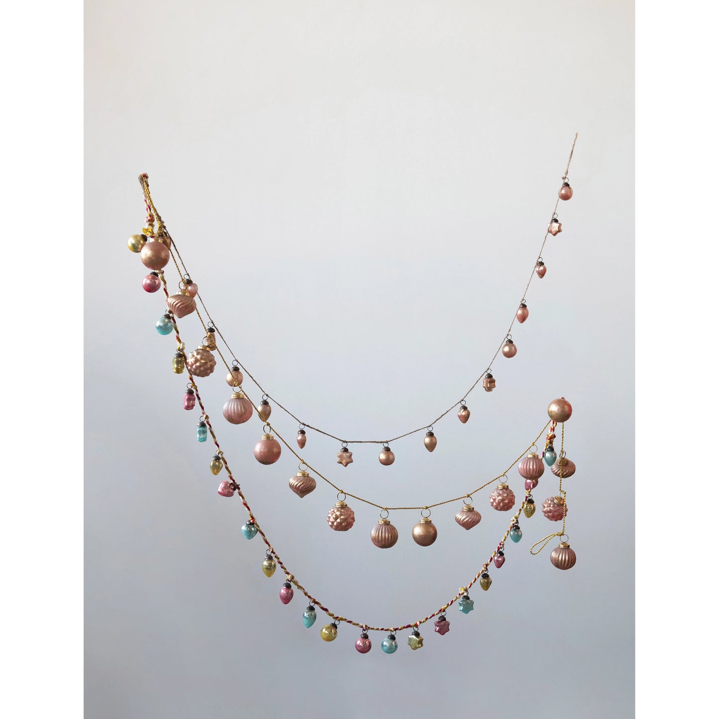 72"L Embossed Mercury Glass Ball Ornament Garland - Pink & Gold Marbled