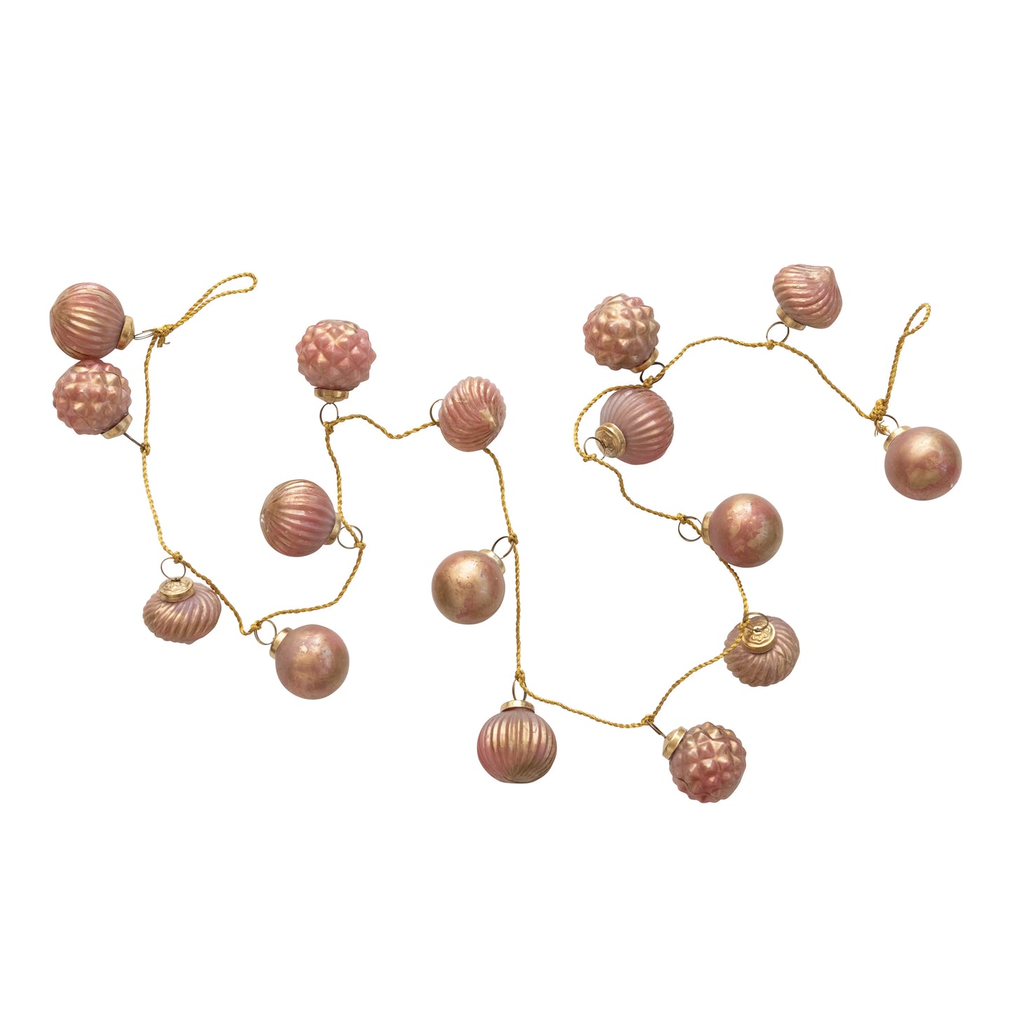 72"L Embossed Mercury Glass Ball Ornament Garland - Pink & Gold Marbled